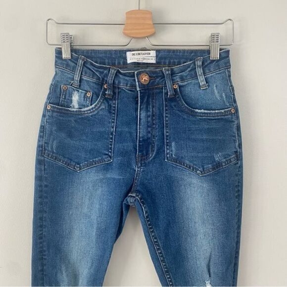 One x One Teaspoon High Waist Freebird II Distressed Stretch Fitted Jeans 28/6 - Picture 3 of 11
